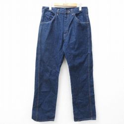 W33★古着 ラスラー ジーンズ メンズ コットン 濃紺 ネイビー デニム 25sep20 中古 ボトムス ジーパン Gパン ロング パンツ