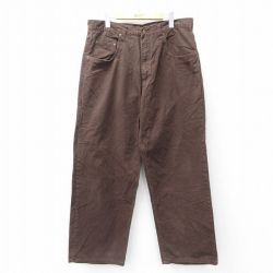 W36★古着 ジーンズ メンズ バギー コットン 茶 ブラウン デニム 25sep20 中古 ボトムス ジーパン Gパン ロング パンツ