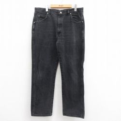W36★古着 ラングラー Wrangler ジーンズ メンズ 00年代 00s 黒 ブラック デニム 25sep20 中古 ボトムス ジーパン Gパン ロング パンツ