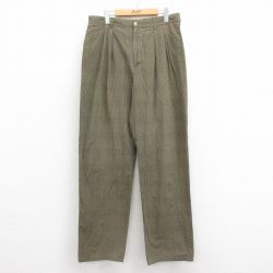 W34★古着 トミーヒルフィガー TOMMY HILFIGER ブランド パンツ メンズ 90年代 90s コットン 緑他 グリーン チェック 25sep20 中古 ボトムス ロング