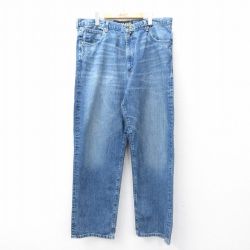 W38★古着 ノーティカ NAUTICA ジーンズ ブランド メンズ ヒゲ コットン 紺 ネイビー デニム 25sep22 中古 ボトムス ジーパン Gパン ロング パンツ