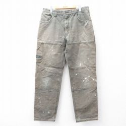 W36★古着 Arborwear パンツ メンズ ダブルニー ダック地 コットン 濃緑系 グリーン 25sep22 中古 ボトムス ロング