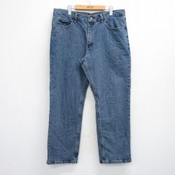 W37★古着 リー Lee ジーンズ メンズ コットン 薄紺 ネイビー デニム 25sep25 中古 ボトムス ジーパン Gパン ロング パンツ