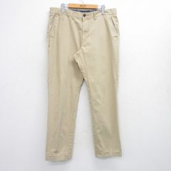 W36★古着 トミーヒルフィガー TOMMY HILFIGER ブランド パンツ メンズ コットン ベージュ カーキ 25sep25 中古 ボトムス ロング