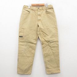 W36★古着 Arborwear パンツ メンズ ダブルニー ダック地 コットン ベージュ カーキ 【spe】 25sep26 中古 ボトムス ロング