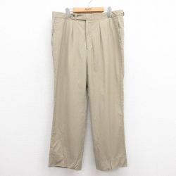 W38★古着 スラックス パンツ メンズ 90年代 90s ベージュ カーキ 25sep26 中古 ボトムス ロング