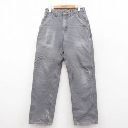 【20%OFF】W29★古着 カーハート Carhartt ペインター パンツ メンズ ダック地 コットン グレー 内側フランネル 25sep27 中古 ボトムス ロング