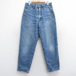W32★古着 ウールリッチ WOOLRICH ジーンズ メンズ ヒゲ テーパード 紺 ネイビー デニム 内側フランネル 【spe】 25sep27 中古 ボトムス ジーパン Gパン ロング パンツ