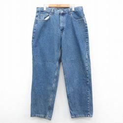 W35★古着 ジーンズ メンズ コットン タロン 紺 ネイビー デニム 25sep27 中古 ボトムス ジーパン Gパン ロング パンツ