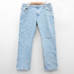 W36★古着 ラングラー Wrangler ジーンズ メンズ 薄紺 ネイビー デニム 25sep29 中古 ボトムス ジーパン Gパン ロング パンツ