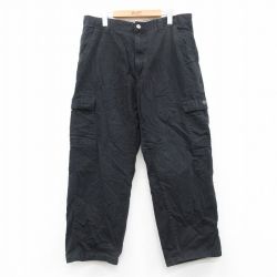 W35★古着 ラングラー Wrangler カーゴ パンツ メンズ コットン 黒 ブラック 25sep29 中古 ボトムス ロング