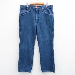 W36★古着 ラングラー Wrangler ジーンズ メンズ コットン 紺 ネイビー デニム 25sep29 中古 ボトムス ジーパン Gパン ロング パンツ