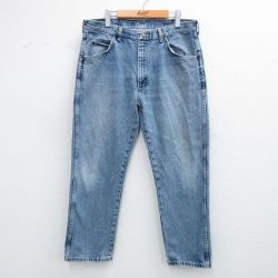 W36★古着 ラングラー Wrangler ジーンズ メンズ 00年代 00s ヒゲ コットン 紺 ネイビー デニム 25sep29 中古 ボトムス ジーパン Gパン ロング パンツ