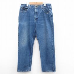 W37★古着 エルエルビーン LLBEAN ジーンズ メンズ 00年代 00s ヒゲ コットン 紺 ネイビー デニム 25oct01 中古 ボトムス ジーパン Gパン ロング パンツ