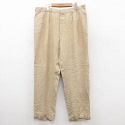 W38★古着 ラルフローレン Ralph Lauren ブランド スラックス パンツ メンズ 90年代 90s リネン ベージュ カーキ 25sep30 中古 ボトムス ロング