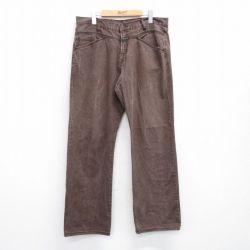 W36★古着 マリテフランソワジルボー ジーンズ メンズ コットン 茶 ブラウン デニム 【spe】 25oct02 中古 ボトムス ジーパン Gパン ロング パンツ