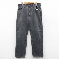 W36★古着 ラングラー Wrangler ジーンズ メンズ 00年代 00s 黒 ブラック デニム 25oct02 中古 ボトムス ジーパン Gパン ロング パンツ
