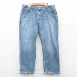 W38★古着 リー Lee ジーンズ メンズ ヒゲ コットン 紺 ネイビー デニム 25oct02 中古 ボトムス ジーパン Gパン ロング パンツ