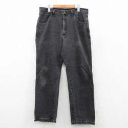 W36★古着 ラスラー ジーンズ メンズ コットン 黒 ブラック デニム 25oct03 中古 ボトムス ジーパン Gパン ロング パンツ