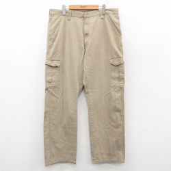 W36★古着 ラングラー Wrangler カーゴ パンツ メンズ コットン ベージュ カーキ 25oct03 中古 ボトムス ロング