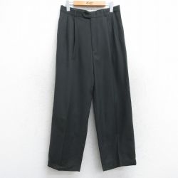 W31★古着 スラックス パンツ メンズ 80年代 80s タロン 濃緑 グリーン 25oct04 中古 ボトムス ロング