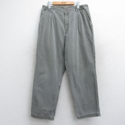 W35★古着 エルエルビーン LLBEAN パンツ メンズ 80年代 80s ダック地 コットン グレー 内側フランネル 25oct04 中古 ボトムス ロング