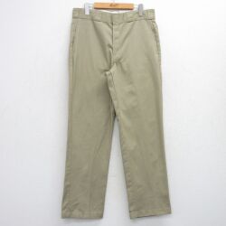 W33★古着 ディッキーズ Dickies ワーク パンツ メンズ ベージュ カーキ 25oct08 中古 ボトムス ロング