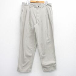 W34★古着 パンツ メンズ 90年代 90s コットン ベージュ カーキ 25oct08 中古 ボトムス ロング