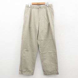 W32★古着 トミーヒルフィガー TOMMY HILFIGER ブランド パンツ メンズ コットン ベージュ カーキ 25oct14 中古 ボトムス ロング