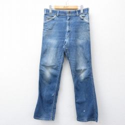 W32★古着 リーバイス Levis ジーンズ メンズ 90年代 90s ヒゲ 紺 ネイビー デニム 25oct14 中古 ボトムス ジーパン Gパン ロング パンツ