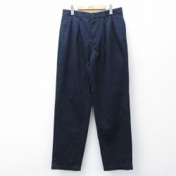 W34★古着 ラルフローレン Ralph Lauren ブランド チノ パンツ チノパン メンズ 90年代 90s ワンポイントロゴ コットン USA製 濃紺 ネイビー 【spe】 25oct14 中古 ボトムス ロング