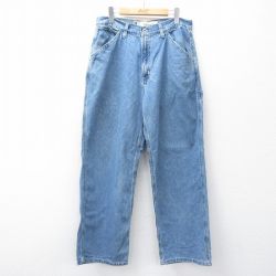 W34★古着 ギャップ GAP ペインター パンツ メンズ コットン 紺 ネイビー デニム 25oct16 中古 ボトムス ロング