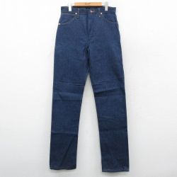 W32★古着 ラングラー Wrangler ジーンズ メンズ コットン 濃紺 ネイビー デニム 25oct16 中古 ボトムス ジーパン Gパン ロング パンツ