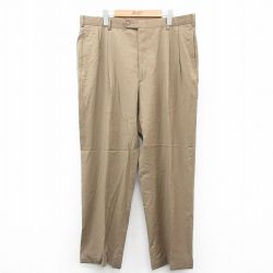 W39★古着 JOS A BANK スラックス パンツ メンズ 90年代 90s ウール USA製 ベージュ カーキ 25oct17 中古 ボトムス ロング