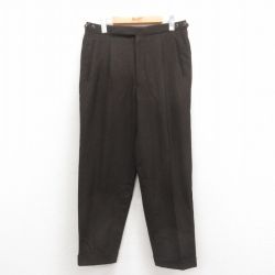 W32★古着 スラックス パンツ メンズ 70年代 70s ウール こげ茶他 ブラウン ストライプ 25oct18 中古 ボトムス ロング