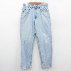 W32★古着 ギャップ GAP ジーンズ メンズ 90年代 90s テーパード コットン USA製 薄紺 ネイビー デニム 【spe】 25oct29 中古 ボトムス ジーパン Gパン ロング パンツ
