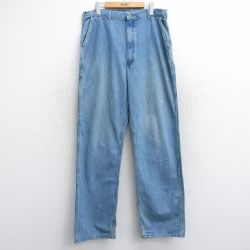W34★古着 オシュコシュ OSHKOSH ペインター パンツ メンズ 80年代 80s コットン タロン 薄紺 ネイビー デニム 25nov01 中古 ボトムス ロング