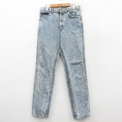 W32★古着 リー Lee ジーンズ メンズ 90年代 90s ケミカルウォッシュ コットン USA製 紺 デニム【spe】 25nov17