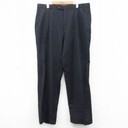 W38★古着 ブルックスブラザーズ ブランド スラックス パンツ メンズ 90年代 90s ウール USA製 黒他 ストライプ 25nov20