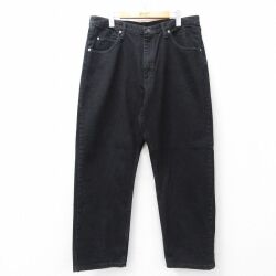 W34★古着 ラングラー ジーンズ メンズ コットン 黒 デニム 25nov22