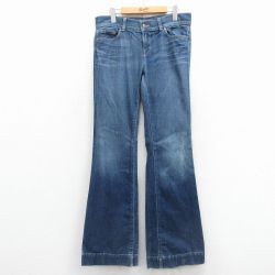 W32★古着 ジーンズ メンズ ベルボトム ヒゲ USA製 紺 デニム 25dec06