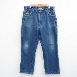 W38★古着 ディッキーズ ジーンズ メンズ 90年代 90s ヒゲ コットン 紺 デニム【spe】 26jan21