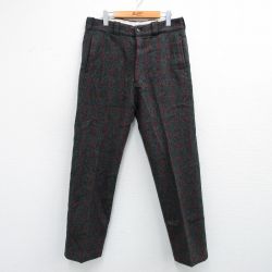 W34★古着 JOHNSON パンツ メンズ 90年代 90s ウール USA製 濃グレー他 チェック 26jan21