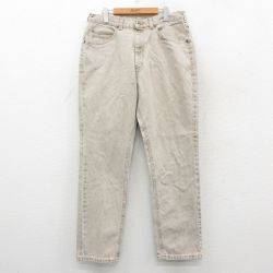 W35★古着 エルエルビーン ジーンズ メンズ 90年代 90s コットン USA製 ベージュ デニム【spe】 26feb14