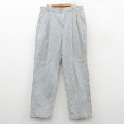 W35★古着 JOS A BANK パンツ メンズ 90年代 90s シアサッカー コットン USA製 白他 ストライプ 26feb14