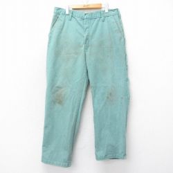 W35★古着 ワーク パンツ メンズ 90年代 90s コットン USA製 薄緑 26feb14