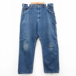 W38★古着 キー ペインター パンツ メンズ 80年代 80s コットン USA製 タロン 紺 デニム【spe】 26feb16