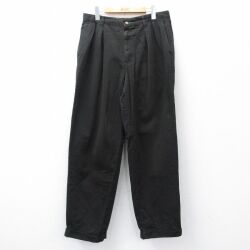 W33★古着 トミーヒルフィガー ブランド パンツ メンズ 90年代 90s ワンポイントロゴ コットン 黒 26feb20