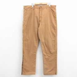 W40★古着 キー KEY ペインター パンツ メンズ 80年代 80s ダック地 大きいサイズ コットン USA製 茶 内側キルティング 26mar05