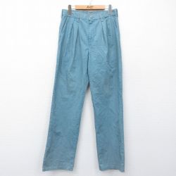 W32★古着 パンツ メンズ 80年代 80s コットン USA製 緑系 26mar18